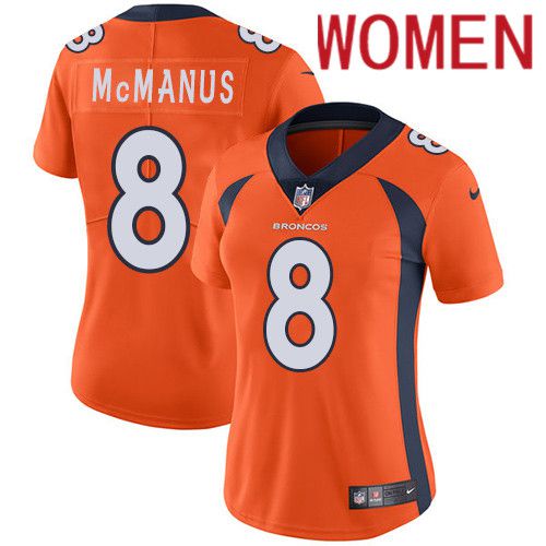 Women Denver Broncos #8 Brandon McManus Orange Nike Vapor Limited NFL Jersey